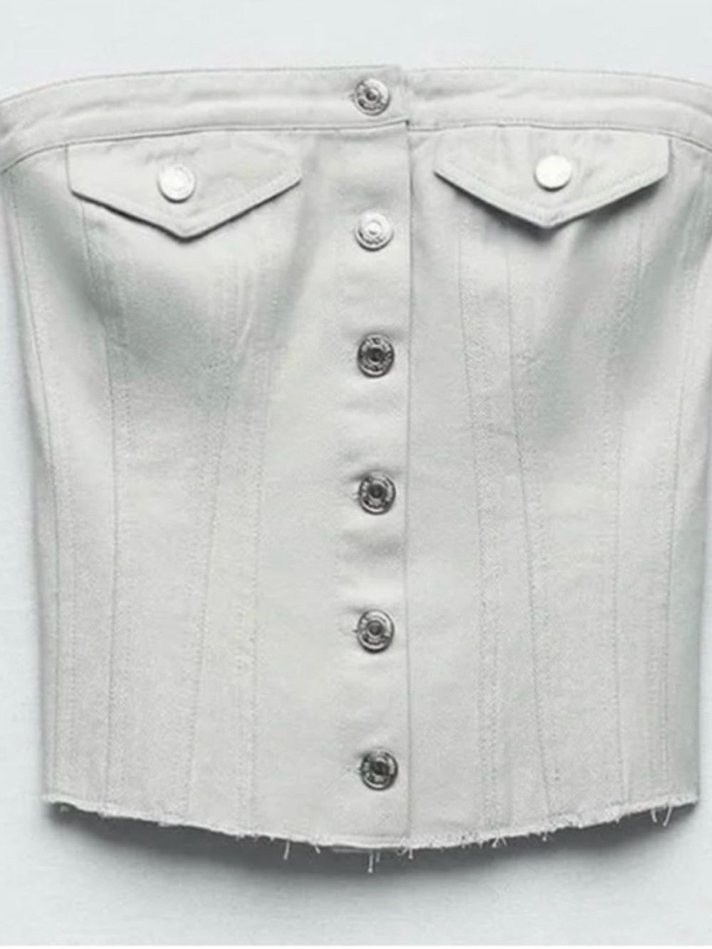 Gray whit sparkles, Strapless Button-Front Corset Top